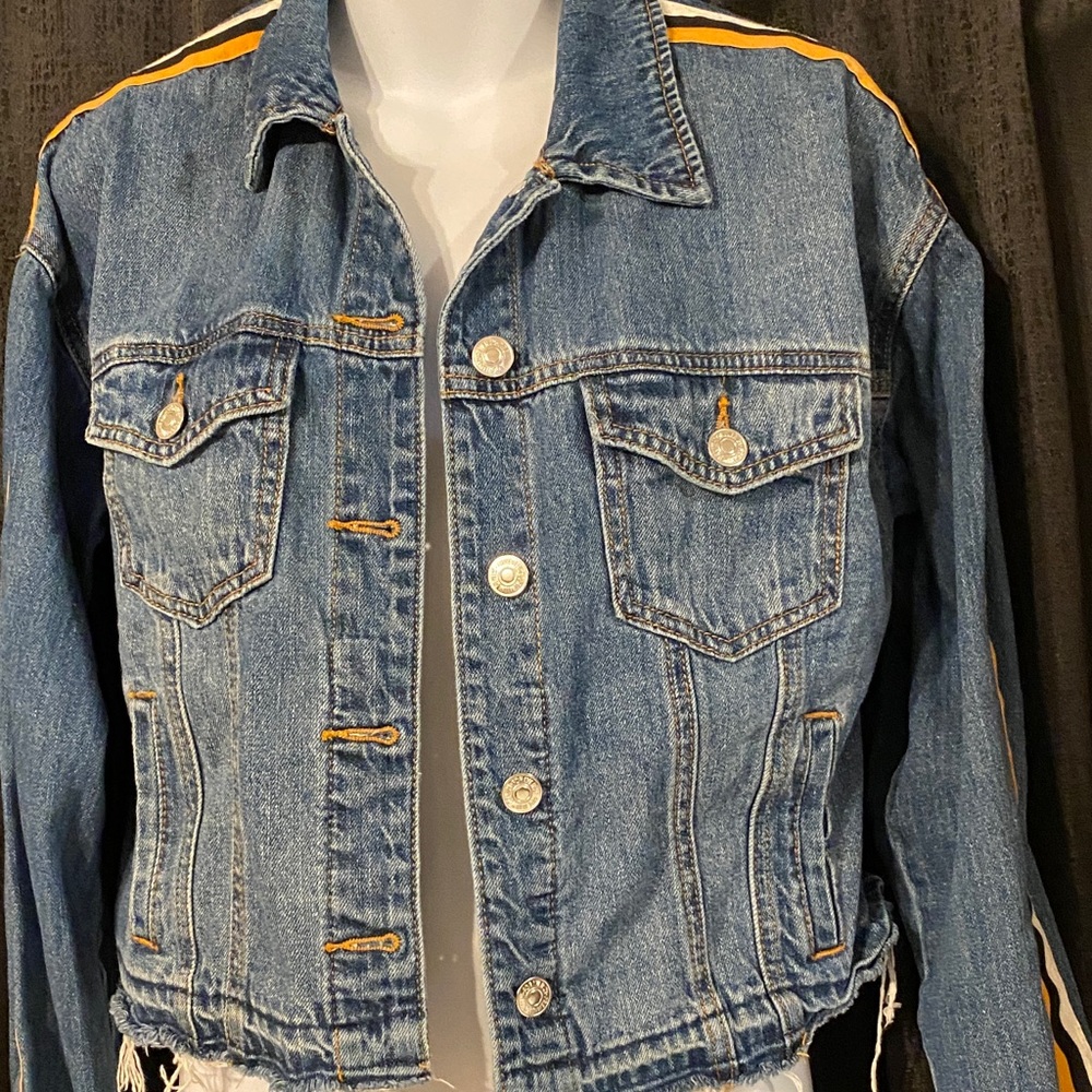 Forever 21 Blue Jean Jacket with Gold Accents